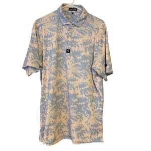 Bad Birdie Shirt Mens Large Blue Tie Dye Abstract Performance Stretch Golf Polo